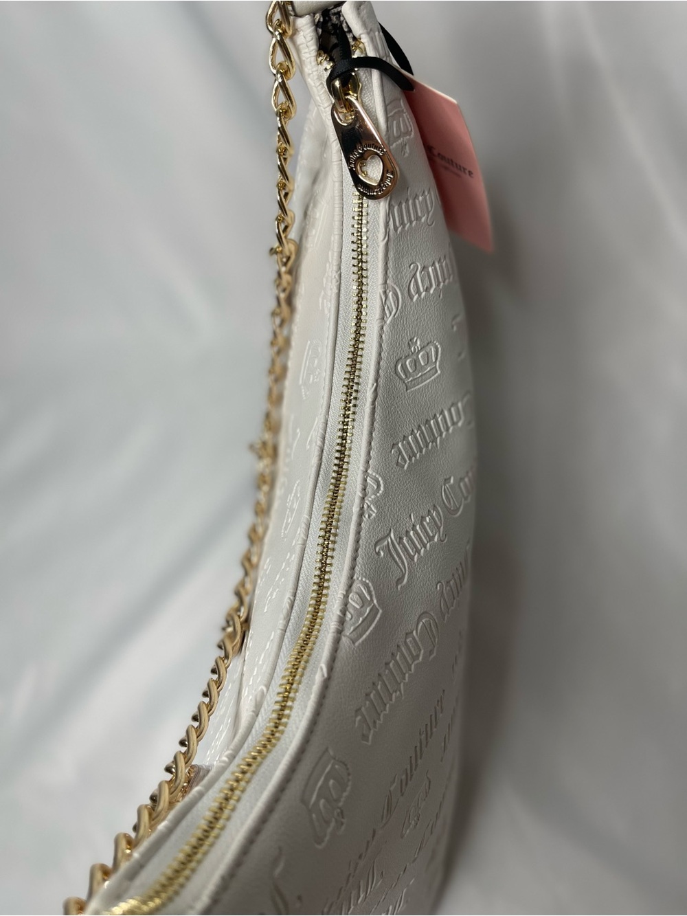 Juicy Couture White Embossed Charm Shoulder Bag with Gold Chain - Picture 7 of 9